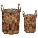 VidaXL Kosz na rośliny z przechowywaniem 2 pcs Brązowy Rattan Kubu