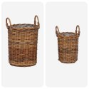 VidaXL Kosz na rośliny z przechowywaniem 2 pcs Brązowy Rattan Kubu