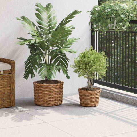 VidaXL Kosz na rośliny z przechowywaniem 2 pcs Brązowy Rattan Kubu