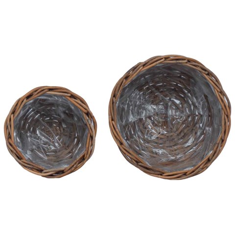 VidaXL Kosz na rośliny z przechowywaniem 2 pcs Brązowy Rattan Kubu
