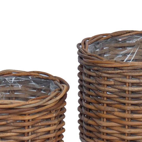 VidaXL Kosz na rośliny z przechowywaniem 2 pcs Brązowy Rattan Kubu