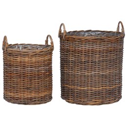 VidaXL Kosz na rośliny z przechowywaniem 2 pcs Brązowy Rattan Lacak