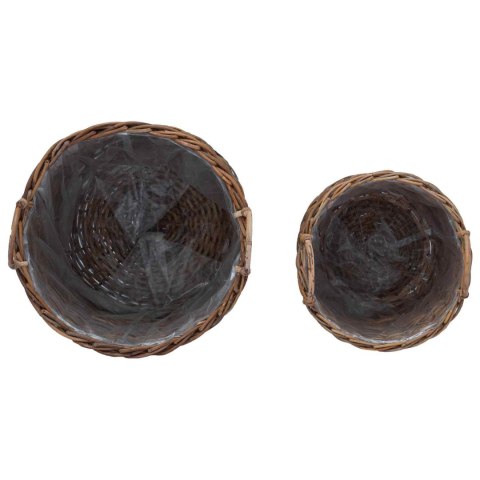 VidaXL Kosz na rośliny z przechowywaniem 2 pcs Brązowy Rattan Lacak