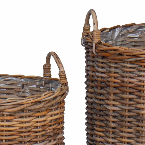 VidaXL Kosz na rośliny z przechowywaniem 2 pcs Brązowy Rattan Lacak
