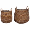 VidaXL Kosz na rośliny z przechowywaniem 2 pcs Brązowy Rattan Lacak