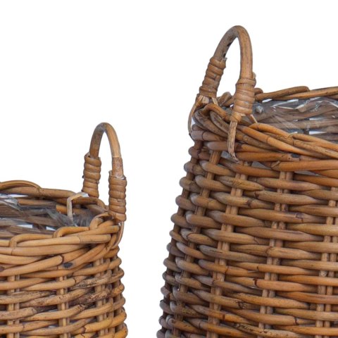 VidaXL Kosz na rośliny z przechowywaniem 2 pcs Brązowy Rattan Lacak