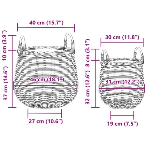 VidaXL Kosz na rośliny z przechowywaniem 2 pcs Brązowy Rattan Lacak