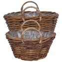 VidaXL Kosz na rośliny z przechowywaniem 2 pcs Brązowy Rattan Lacak