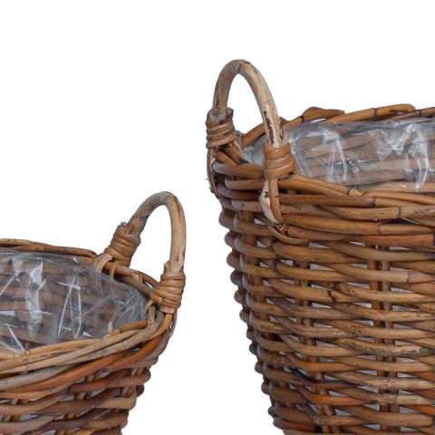 VidaXL Kosz na rośliny z przechowywaniem 2 pcs Brązowy Rattan Lacak