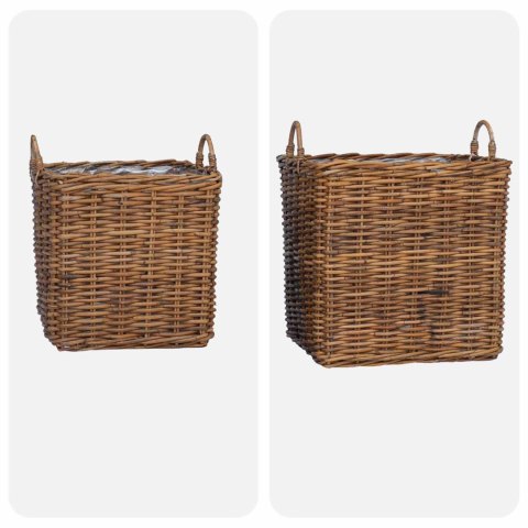 VidaXL Kosz na rośliny z przechowywaniem 2 pcs Brązowy Rattan Lacak