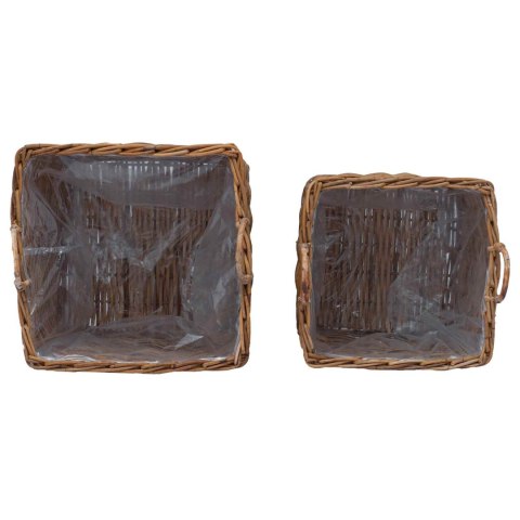 VidaXL Kosz na rośliny z przechowywaniem 2 pcs Brązowy Rattan Lacak