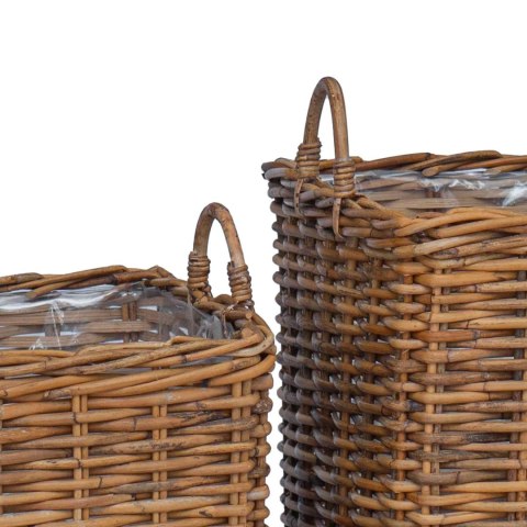 VidaXL Kosz na rośliny z przechowywaniem 2 pcs Brązowy Rattan Lacak
