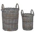 VidaXL Kosz na rośliny z przechowywaniem 2 pcs Szary Rattan Kubu