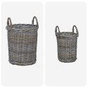 VidaXL Kosz na rośliny z przechowywaniem 2 pcs Szary Rattan Kubu