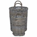 VidaXL Kosz na rośliny z przechowywaniem 2 pcs Szary Rattan Kubu