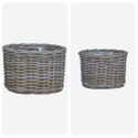 VidaXL Kosz na rośliny z przechowywaniem 2 pcs Szary Rattan Kubu