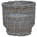 VidaXL Kosz na rośliny z przechowywaniem 2 pcs Szary Rattan Kubu