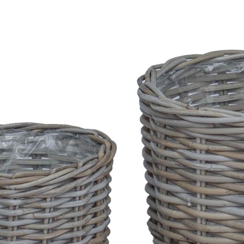 VidaXL Kosz na rośliny z przechowywaniem 2 pcs Szary Rattan Kubu