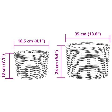 VidaXL Kosz na rośliny z przechowywaniem 2 pcs Szary Rattan Kubu