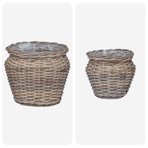VidaXL Kosz na rośliny z przechowywaniem 2 pcs Szary Rattan Lacak