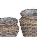 VidaXL Kosz na rośliny z przechowywaniem 2 pcs Szary Rattan Lacak