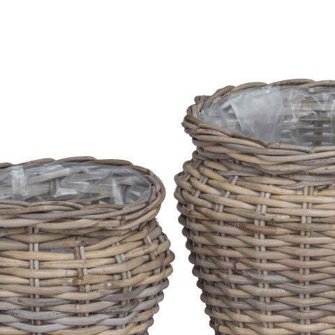 VidaXL Kosz na rośliny z przechowywaniem 2 pcs Szary Rattan Lacak