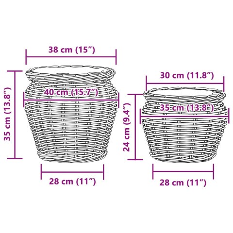 VidaXL Kosz na rośliny z przechowywaniem 2 pcs Szary Rattan Lacak