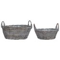 VidaXL Kosz na rośliny z przechowywaniem 2 pcs Szary Rattan Lacak