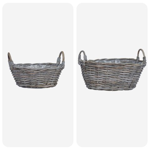 VidaXL Kosz na rośliny z przechowywaniem 2 pcs Szary Rattan Lacak