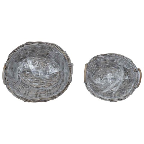 VidaXL Kosz na rośliny z przechowywaniem 2 pcs Szary Rattan Lacak