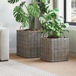 VidaXL Kosz na rośliny z przechowywaniem 2 pcs Szary Rattan Lacak