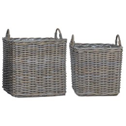 VidaXL Kosz na rośliny z przechowywaniem 2 pcs Szary Rattan Lacak
