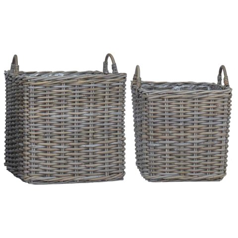 VidaXL Kosz na rośliny z przechowywaniem 2 pcs Szary Rattan Lacak