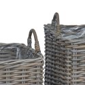 VidaXL Kosz na rośliny z przechowywaniem 2 pcs Szary Rattan Lacak
