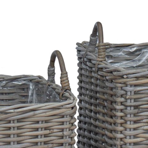 VidaXL Kosz na rośliny z przechowywaniem 2 pcs Szary Rattan Lacak