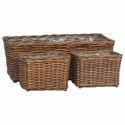 VidaXL Kosz na rośliny z przechowywaniem 3 pcs Brązowy Rattan Kubu