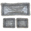 VidaXL Kosz na rośliny z przechowywaniem 3 pcs Szary Rattan Kubu