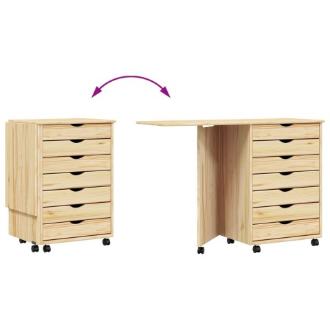 SZAFKA NA KÓŁKACH Z BIURKIEM Z KOŁEM MOSS PRZEJRZYSTY LAKIER