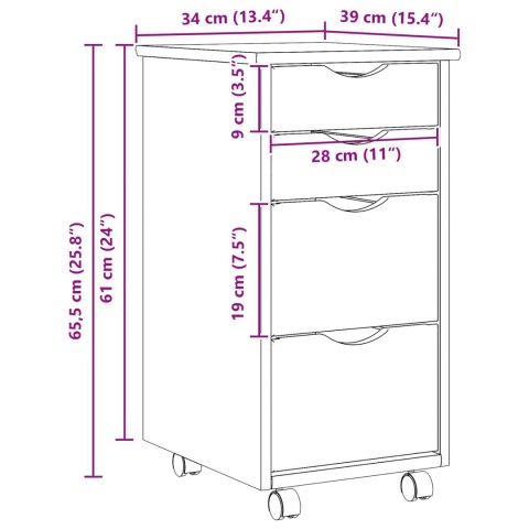 SZAFKA NA KÓŁKACH Z BIURKIEM Z KOŁEM MOSS PRZEJRZYSTY LAKIER