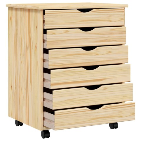 SZAFKA NA KÓŁKACH Z SZUFLADAMI Z KOŁEM MOSS PRZEJRZYSTY LAKIER