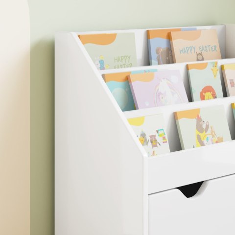 VidaXL Biblioteczka dla dzieci Wysoki połysk biały 60 x 29,5 x 69 cm
