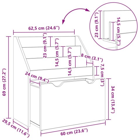 VidaXL Biblioteczka dla dzieci Wysoki połysk biały 60 x 29,5 x 69 cm