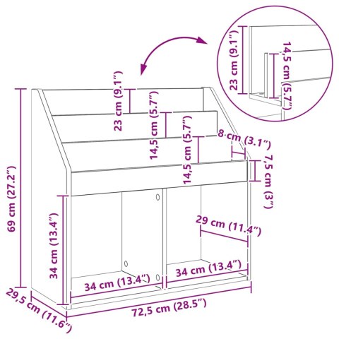 VidaXL Biblioteczka dla dzieci Wysoki połysk biały 72,5 x 29,5 x 69 cm