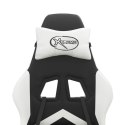 VidaXL Fotel gamingowy z podnóżkiem, czarno-biały, sztuczna skóra