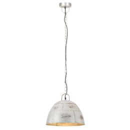 VidaXL Industrialna lampa wisząca, 25 W, srebrna, okrągła, 31 cm, E27