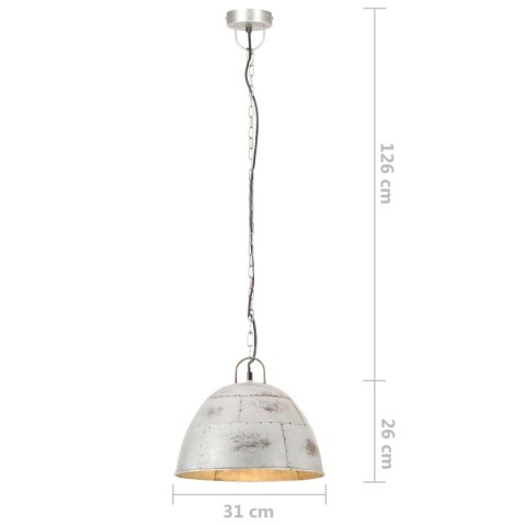 VidaXL Industrialna lampa wisząca, 25 W, srebrna, okrągła, 31 cm, E27