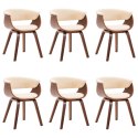 KRZESŁA DO JADALNI 6 SZT. KREMOWE GIĘTE DREWNO I EKOSKÓRA