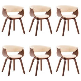 KRZESŁA DO JADALNI 6 SZT. KREMOWE GIĘTE DREWNO I EKOSKÓRA