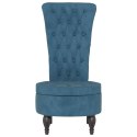 FOTEL Z WYSOKIM OPARCIEM NIEBIESKI AKSAMIT PIKOWANY