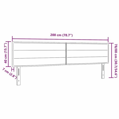 WEZGŁOWIE LED ZE LED LIGHTS CIEMNOSZARY 200CM POLIESTER